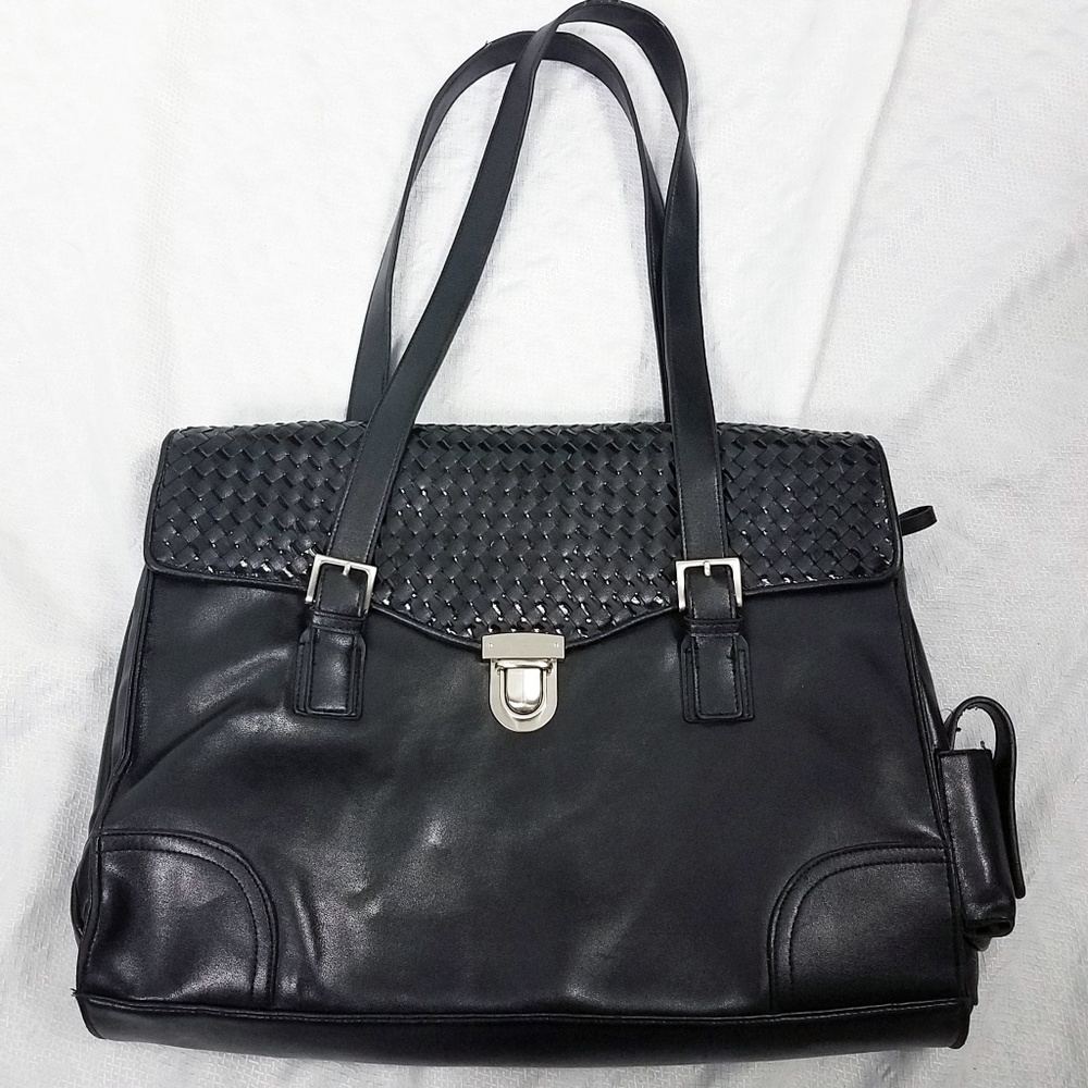 Worthington Women's Black Faux Leather Bag Tote Brief Case